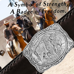 Western Belt Buckles for Men Cowboy Belt Buckle American Patriotic Buffalo Belt