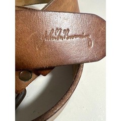 John M. Browning Brown Leather Belt Textured Grip Metal Buckle Sz36 Biker Tough