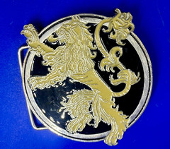 Game of Thrones Lannister House Roaring Lion Yellow Black Enameled Belt Buckle
