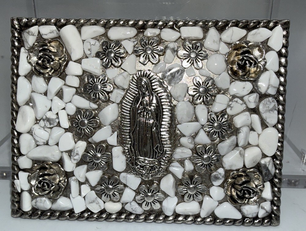 Virgin Mary Hebilla Vaquera Style Cowboy Belt Buckle. Made In USA