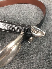 Custom Made sterling Silver 925 Buckle Billy Martin’s Lizard Leather belt