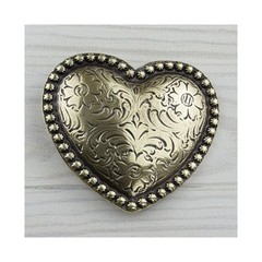 Victorian Heart Belt Buckle Antique Brass Antique Floral Engraved