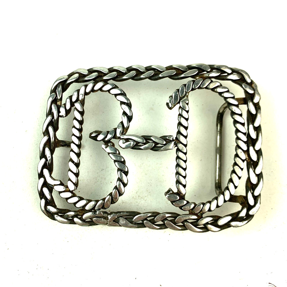 Vintage Unbranded Handmade Braided B-D B & D BD Metal Belt Buckle