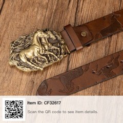 BROWN TWO STYLISH FLYING HORSES WESTERN ALLOY BELT