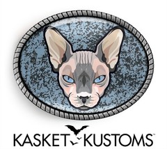 Sphynx Belt Buckle – Handmade Sphynx Boy Kitty Cat Handmade Oval Artisan Buckle
