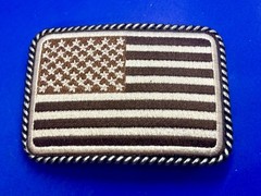 Embroidered American Patriotic Flag Rope Border Vintage Western Belt Buckle