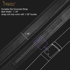 JASGOOD Ratchet Belt Replacement Strap 1 Suit Pant Size 44&Prime;-50&Prime;, A-black