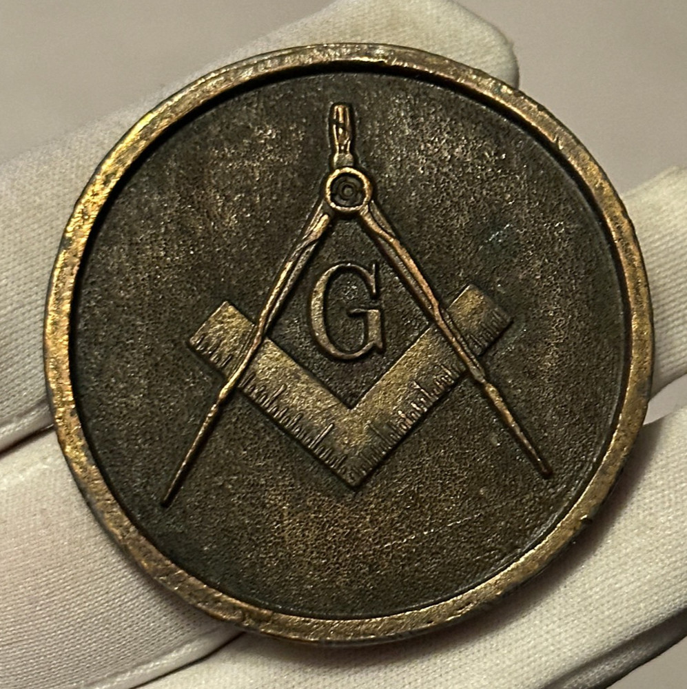 Vintage Masonic Freemason Solid Brass Round Belt Buckle Mason Buckle