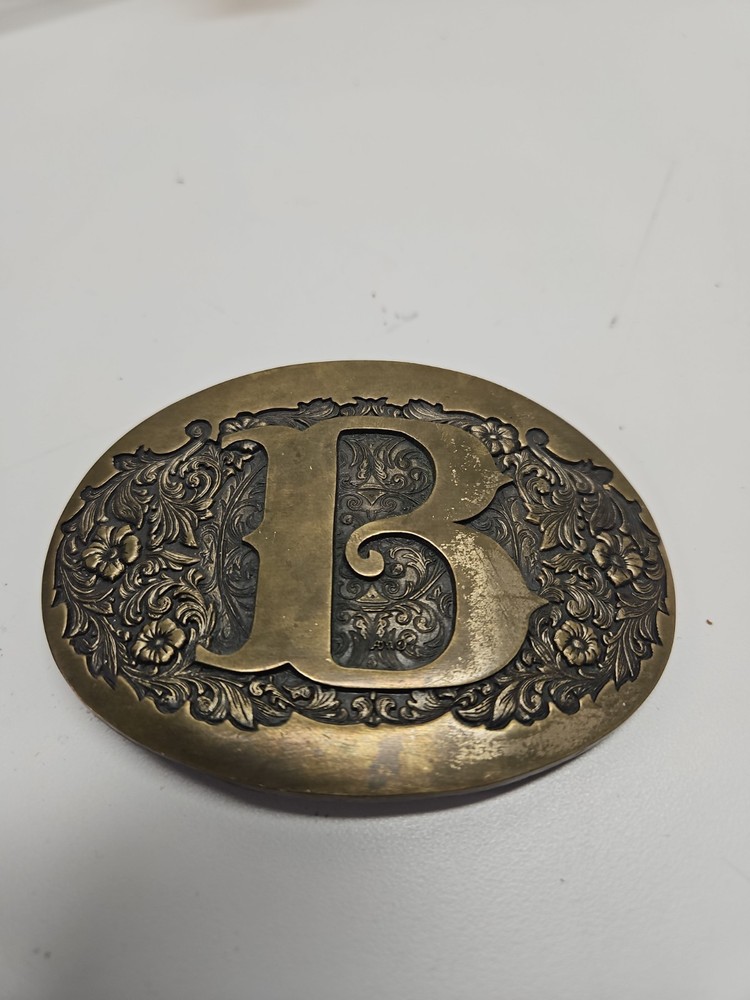 Initial Letter « B » Cowboy Rodeo Western Metal Belt Buckle