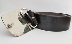 Tibetan Silver leather belt with buckle Clasp Coral Stone waist trap, B50