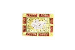 Western Buckle Gold Silver Red Running Horse Cowboy 2 » Hebilla Vaquero