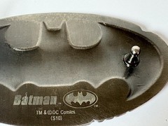 Vintage Batman Belt Buckle Pewter Finish Crackled Look 5&Prime; Wide DC Comics