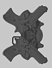 Skull Belt Buckle Guns Black Metal Emblem Pirate Halloween Costume New Men Women