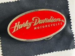 2006 Harley Davidson Belt Buckle Eagle Red Enamel Brass Oval Silvertone Large