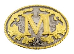 Initial M Belt Buckle Multiple Style Real Rodeo Western Letter Cowboy Men Women