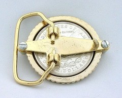 Gold Color REAL 1921 Morgan Silver Dollar Belt Buckle EPBB51