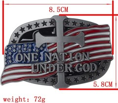 American Flag Cross Belt Buckle, 4th of July Cowboy Ornament for Men