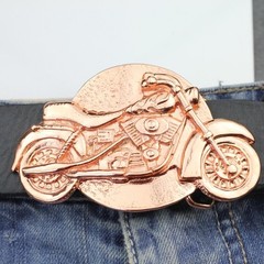 Motorcycle Belt Buckle Antique Copper Rustic Western Look Biker Metal Design