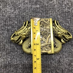 Antique Brushed Dragon Head Belt Buckle with Lighter, Stock in US