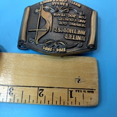 Vintage 1984 United Methodist Church Bicentennial Solid Bronze Belt Buckle KS