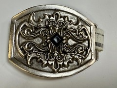 Scrollwork Stone Sterling Silver Plated English Laundry / Wicks Belt Buckle