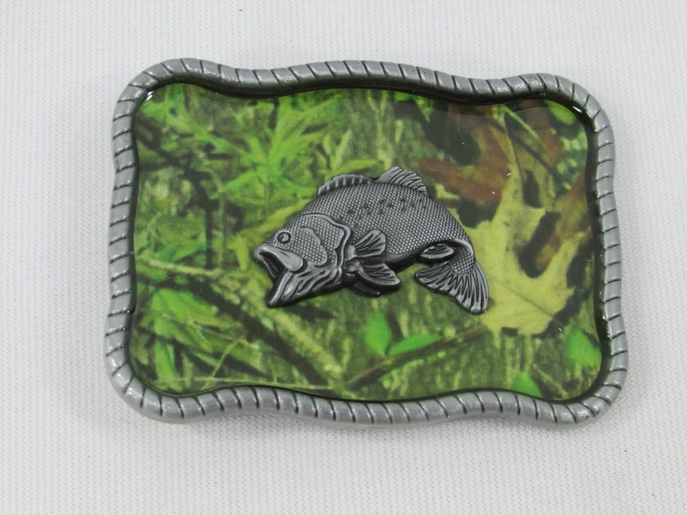Large Mouth Bass Belt Buckle Green Background 3-7/8&Prime; x 2-7/8 « 