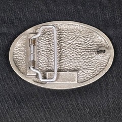 Body by Fisher Belt Buckle Pewter 3.5×2.25in Vintage Coach Car Engraved