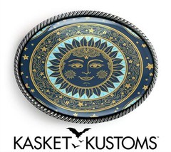 Boho Sun Belt Buckle – Ornate Bohemian Medallion Art Oval Buckle – 911