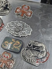 Vintage LOT OF 15 Belt buckles 2000s Chrome SKULLS metal SNAKE DRAGON LotD
