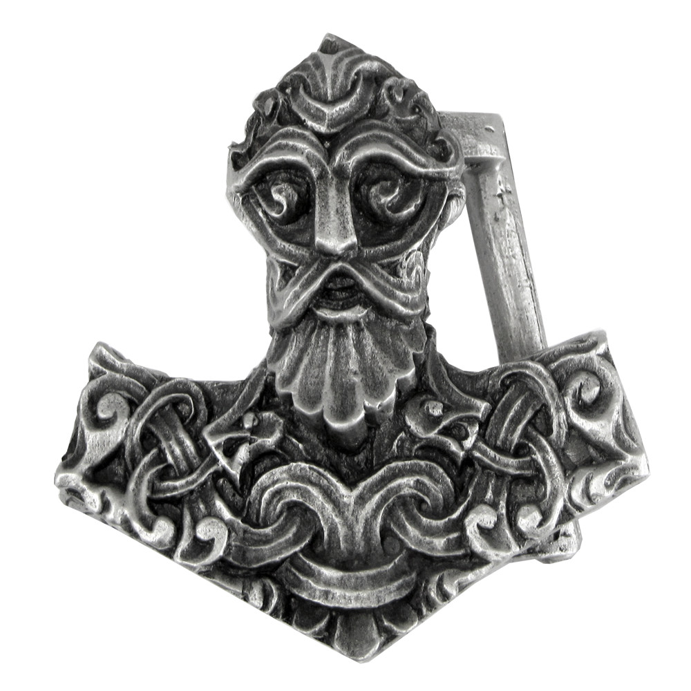 Pewter Thors Hammer Belt Buckle – Dryad Design Norse God Mjolnir Asatru Pagan