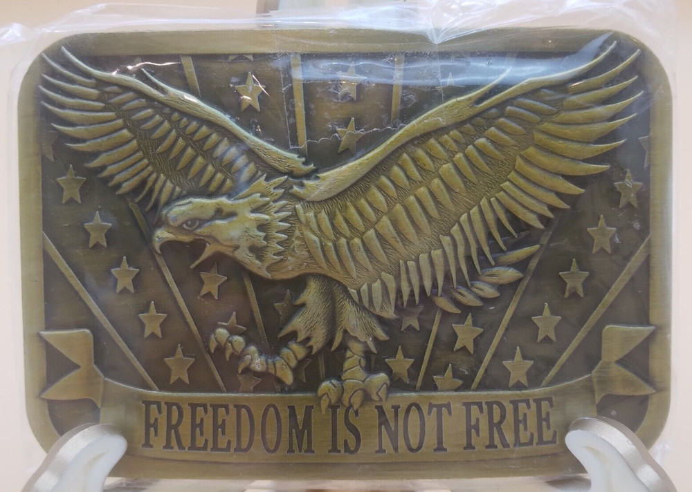 Belt Buckle Freedom Is Not Free Eagle Stars Stripes Patriot 2014 Sponsor