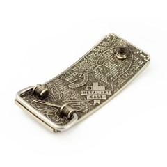 German silver belt buckle Ukrainian embroidery, Vyshyvanka, poppy flower design