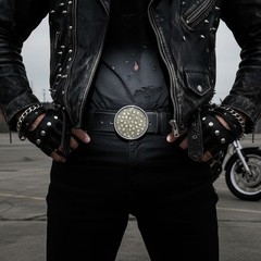 Men Silver Metal Buckle Gothic Fashion Brown Skeleton Skulls Biker Heavey Duty