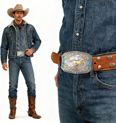 Cowboy Style Belt Buckle for Men Western Buckles with Horse and Turquoise Vin…