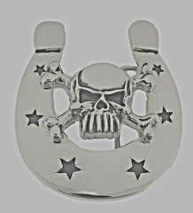 Skull Crossbone Belt Buckles Horseshoes Silver Metal Emblem Vintage Pirate Men