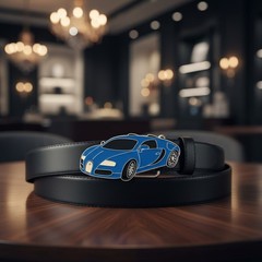 NEW Men Women Fashion Silver Metal Belt Buckle Blue Color Racing Luxury Car Gift