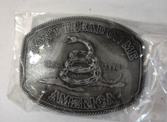 Don&rsquo;t Tread On Me Buckle w Snake Design America Silver Finish Accessory