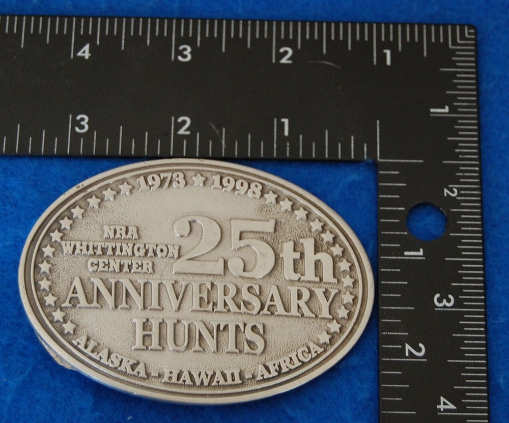 NRA Whittington Center 25th Anniversary Hunts Belt Buckle, Complete & Functional