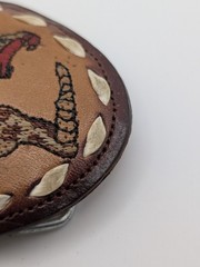 Vintage Nocona Rattlesnake Belt Buckle Hand Tooled Leather Western Oval