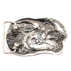 German silver belt buckle Jormungands Head, Scandinavian Dragon, Jörmungandr