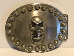 Vintage Studded Skull Skeleton Door Knocker Handle Belt Buckle Motorcycle