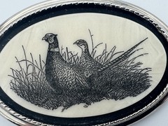 The Beaver Buckle Co. Oval Hunting Bird Pheasant Western Belt Buckle Handcrafted