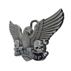 Eagle Skull Belt Buckle Biker Freedom Bad to the Bone Silver Fits 1.5&Prime; Belt