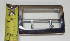 X2 Solid Brass Chrome Rectangle Belt Buckle Center Bar 2 Prong 2 3/4&Prime; x 1 7/8&Prime;