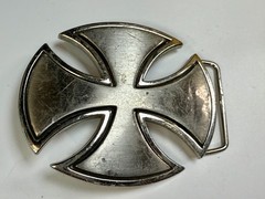 Maltese Iron Cross Religious Gothic Punk Vibe Silver Color Cutout Belt Buckle