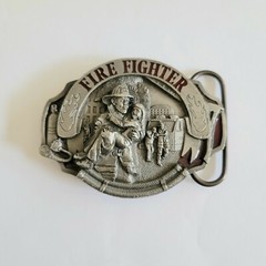 Firefighter Belt Buckle American Heros Oregon Made USA Vintage 1988