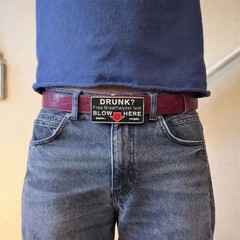 Drunk Free Breathalyzer Test Blow Here Belt Buckle Vintage Novelty Gift