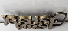Jesus First Belt Buckle Solid Brass Vintage Taiwan Religious Belt Clamp Decor