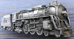belt buckle 1978 Bergamot Brass Works 1002 locomotive engine train 4&Prime; long