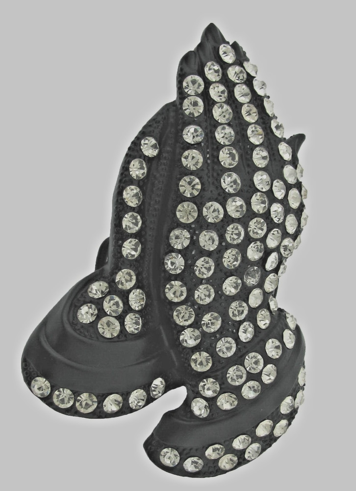 Praying Hands Belt Buckles New Men Women Black Metal Iced Blinged Style Cowgirl